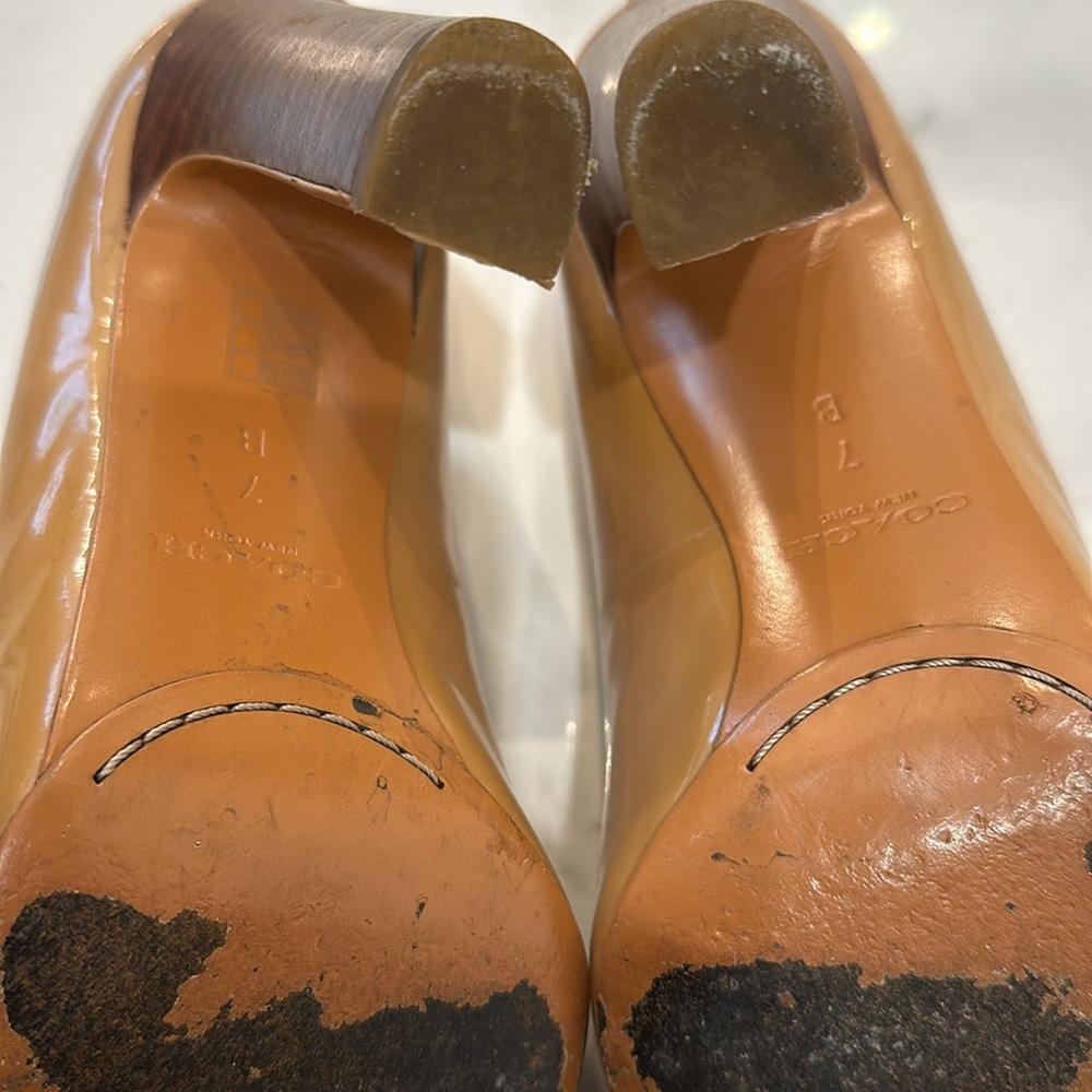 COACH nude tan patent leather pumps heels shoes - Picture 5 of 6